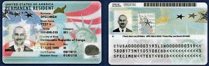 where is the document number on a us green card