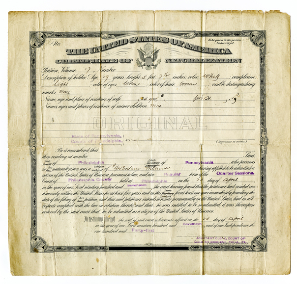 Naturalization certificate