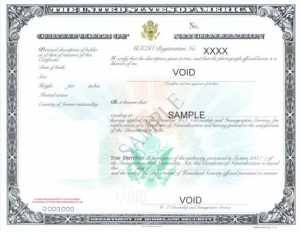 Certificate of Naturalization